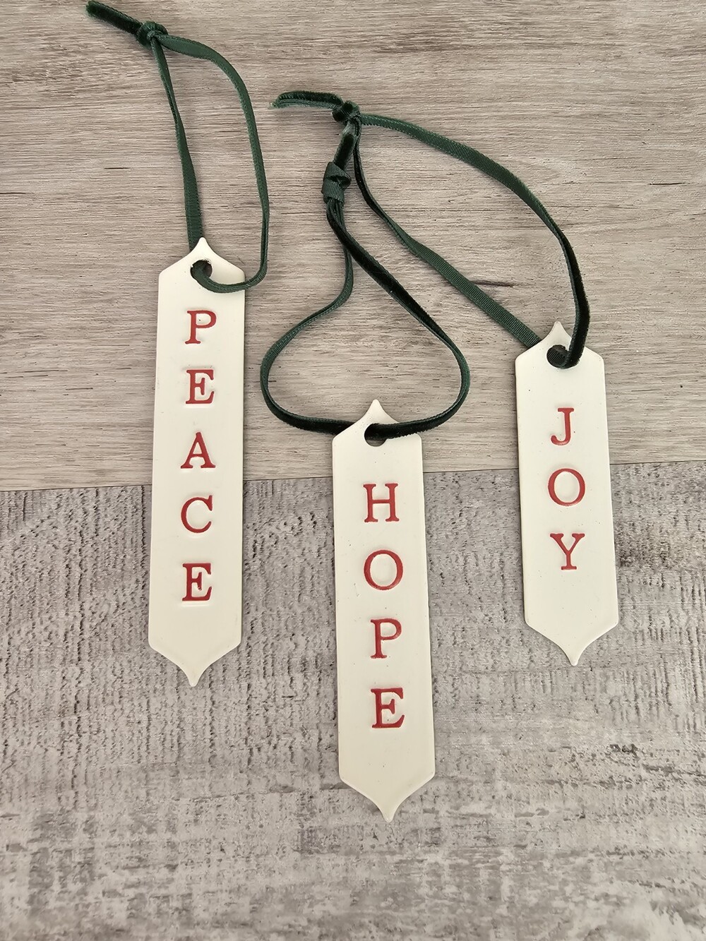 Hearth & Hand Ornaments - Hope Peace Joy Lot Of 3 Cream Christmas Holiday 277b